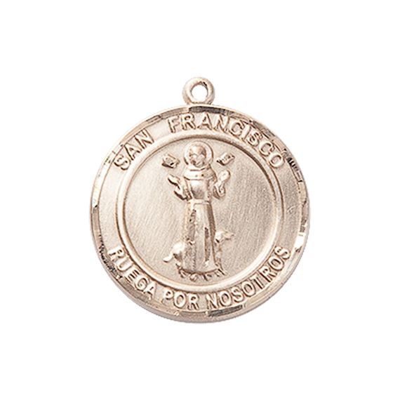 14KT GOLD SAN FRANCIS OF ASSISI MEDAL - 3/4" x 5/8"
