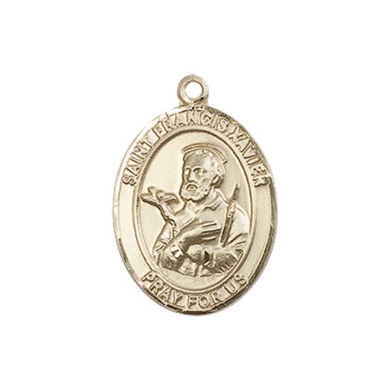 14KT GOLD ST FRANCIS XAVIER MEDAL - 3/4" x 1/2"