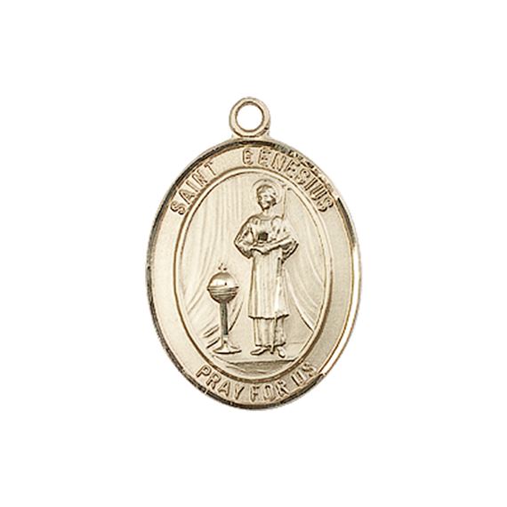 14KT GOLD ST GENESIUS OF ROME MEDAL - 3/4" x 1/2"