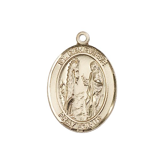 14KT GOLD ST GENEVIEVE MEDAL - 3/4" x 1/2"