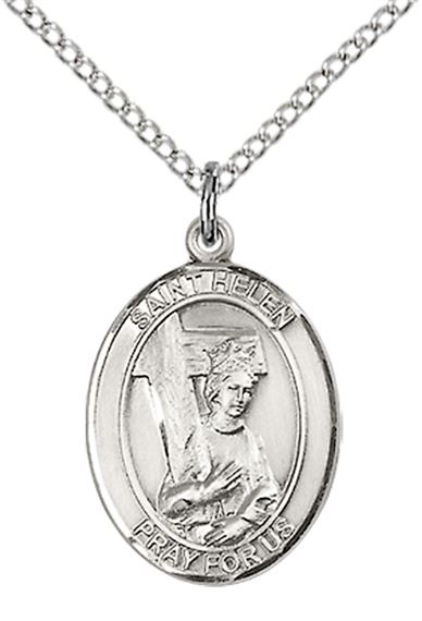 STERLING SILVER ST HELEN PENDANT WITH CHAIN - 3/4" x 1/2"