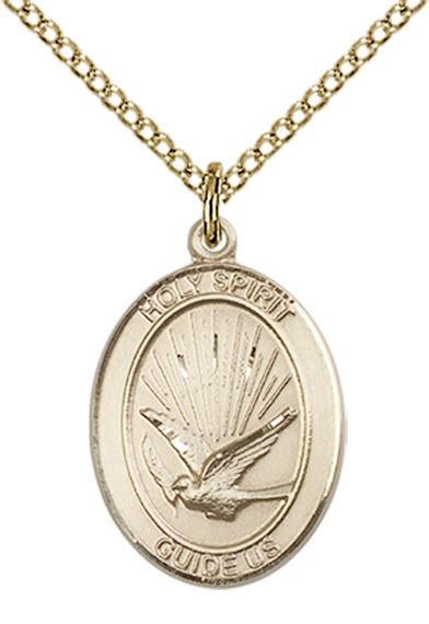 14KT GOLD FILLED HOLY SPIRIT PENDANT WITH CHAIN - 3/4" x 1/2"