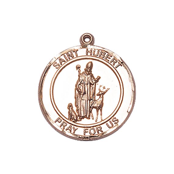 14KT GOLD ST HUBERT OF LIEGE MEDAL - 3/4" x 5/8"