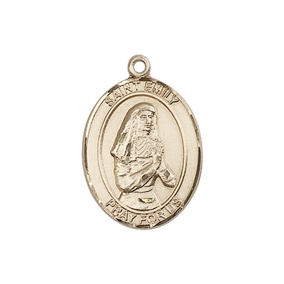 14KT GOLD ST EMILY DE VIALAR MEDAL - 3/4" x 1/2"