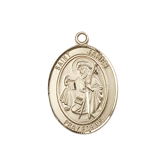 14KT GOLD ST JAMES THE GREATER MEDAL - 3/4" x 1/2"