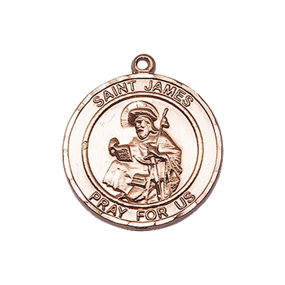 14KT GOLD ST JAMES THE GREATER MEDAL - 3/4" x 5/8"