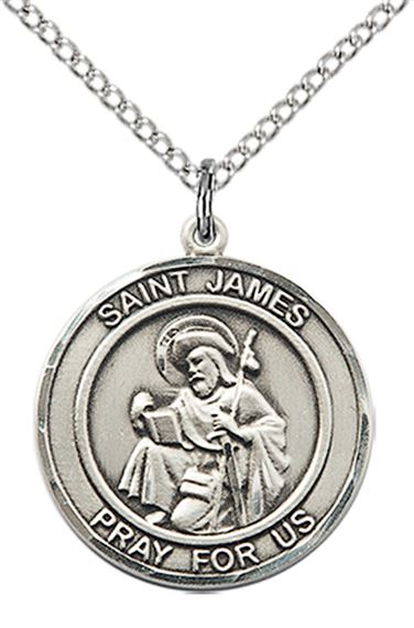 STERLING SILVER ST JAMES THE GREATER PENDANT WITH CHAIN - 3/4" x 5/8"