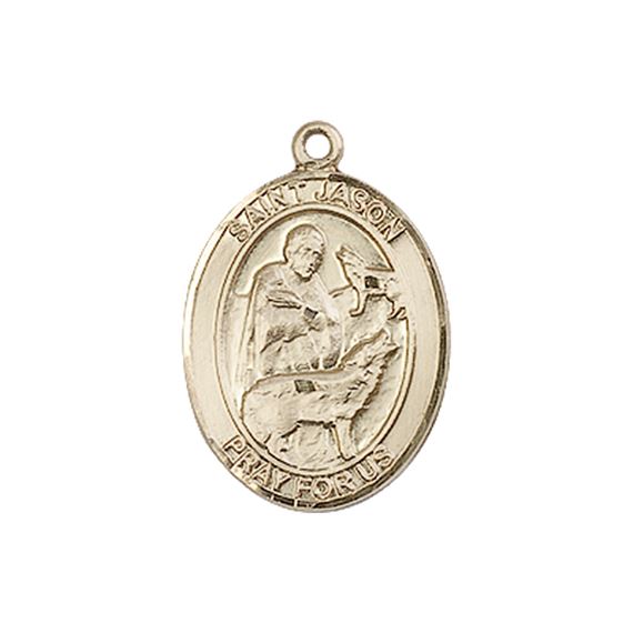 14KT GOLD ST JASON MEDAL - 3/4" x 1/2"