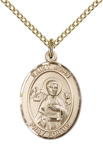 14KT GOLD FILLED ST JOHN THE APOSTLE PENDANT WITH CHAIN - 3/4" x 1/2"