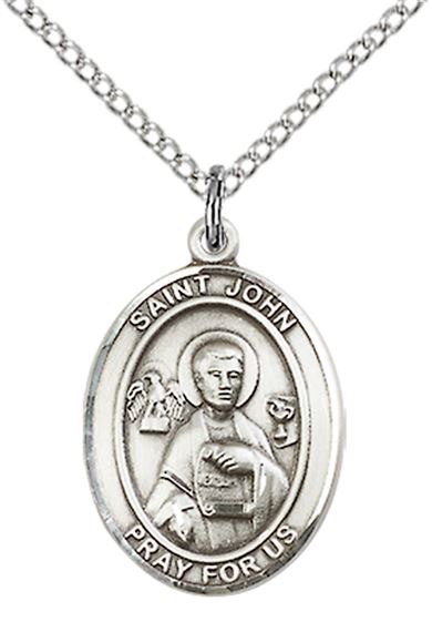 STERLING SILVER ST JOHN THE APOSTLE PENDANT WITH CHAIN - 3/4" x 1/2"