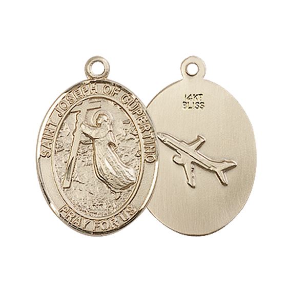 14KT GOLD ST JOSEPH OF CUPERTINO MEDAL - 3/4" x 1/2"