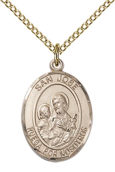 14KT GOLD FILLED SAN JOSE PENDANT WITH CHAIN - 3/4" x 1/2"