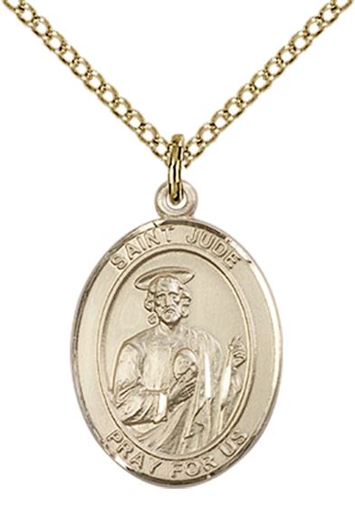 14KT GOLD FILLED ST JUDE PENDANT WITH CHAIN - 3/4" x 1/2"