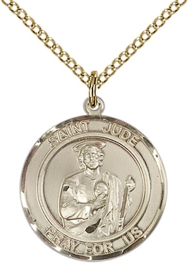 14KT GOLD FILLED ST JUDE PENDANT WITH CHAIN - 3/4" x 5/8"
