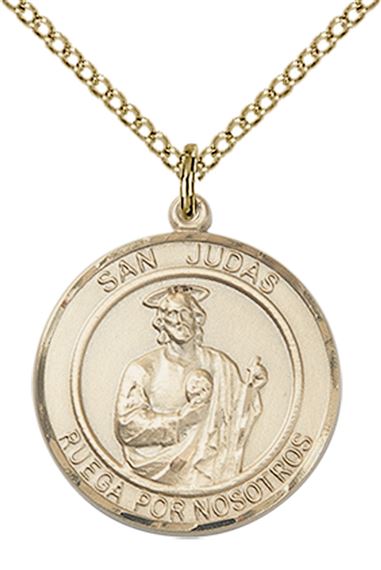 14KT GOLD FILLED SAN JUDAS PENDANT WITH CHAIN
