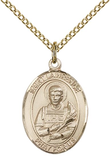 14KT GOLD FILLED ST LAWRENCE PENDANT WITH CHAIN - 3/4" x 1/2"
