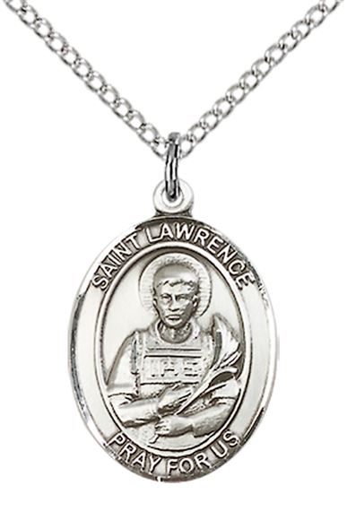STERLING SILVER ST LAWRENCE PENDANT WITH CHAIN - 3/4" x 1/2"