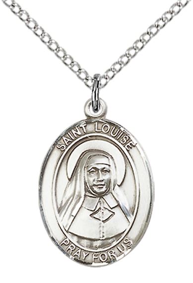 STERLING SILVER ST LOUISE DE MARILLAC PENDANT WITH CHAIN - 3/4" x 1/2"