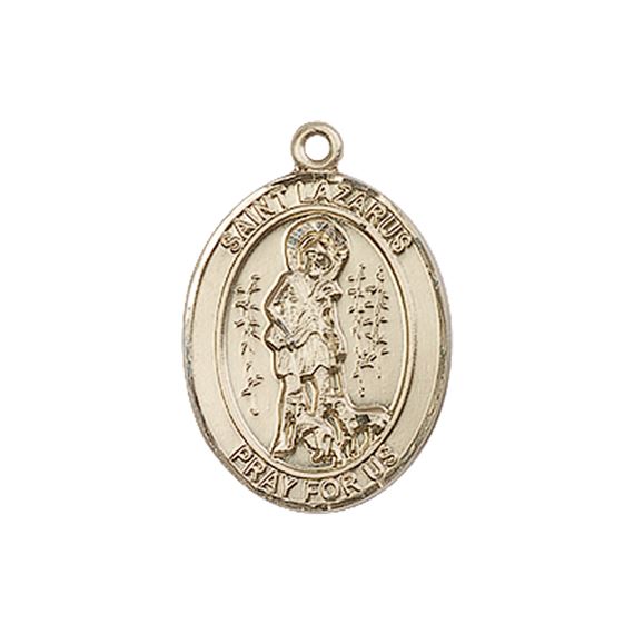 14KT GOLD ST LAZARUS MEDAL - 3/4" x 1/2"