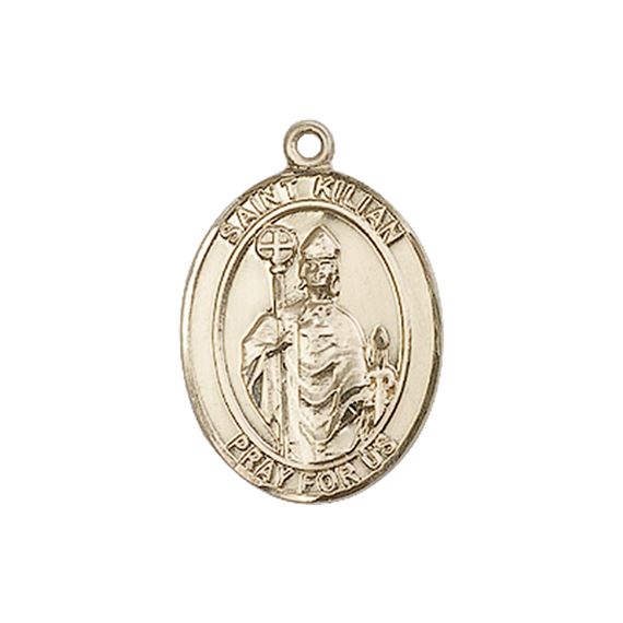 14KT GOLD ST KILIAN MEDAL - 3/4" x 1/2"