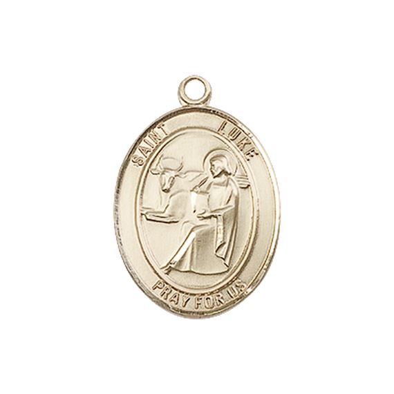 14KT GOLD ST LUKE THE APOSTLE MEDAL - 3/4" x 1/2"