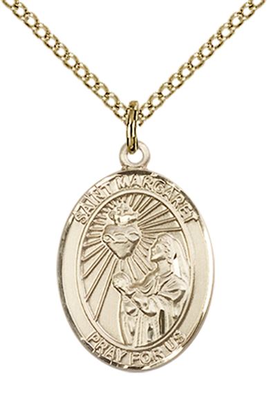 14KT GOLD FILLED ST MARGARET MARY ALACOQUE PENDANT WITH CHAIN - 3/4" x 1/2"