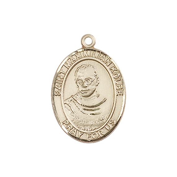 14KT GOLD ST MAXIMILIAN KOLBE MEDAL - 3/4" x 1/2"