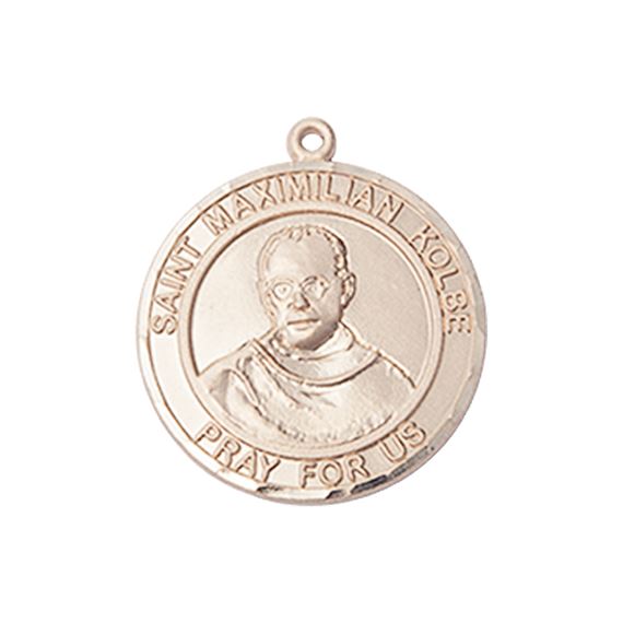 14KT GOLD ST MAXIMILIAN KOLBE MEDAL - 3/4" x 5/8"