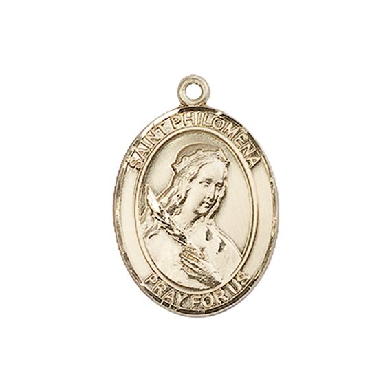 14KT GOLD ST PHILOMENA MEDAL - 3/4" x 1/2"