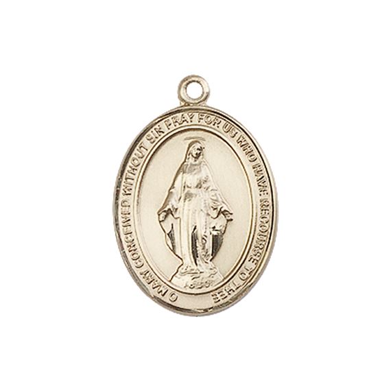 14KT GOLD MIRACULOUS MEDAL - 3/4" x 1/2"