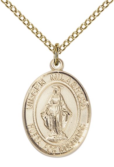 14KT GOLD FILLED VIRGEN MILAGROSA PENDANT WITH CHAIN