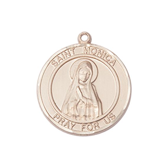 14KT GOLD ST MONICA MEDAL - 3/4" x 5/8"