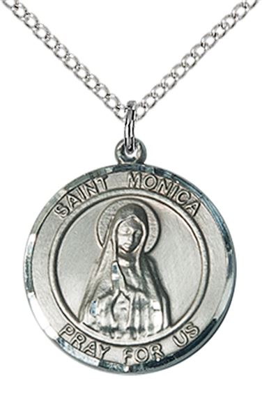 STERLING SILVER ST MONICA PENDANT WITH CHAIN - 3/4" x 5/8"