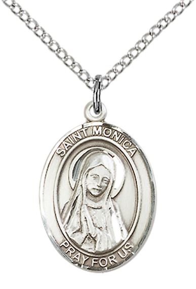 STERLING SILVER ST MONICA PENDANT WITH CHAIN - 3/4" x 1/2"