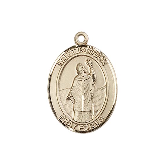 14KT GOLD ST PATRICK MEDAL - 3/4" x 1/2"