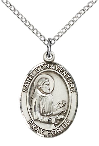 STERLING SILVER ST BONAVENTURE PENDANT WITH CHAIN - 3/4" x 1/2"