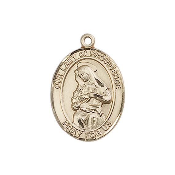 14KT GOLD OUR LADY OF PROVIDENCE MEDAL - 3/4" x 1/2"