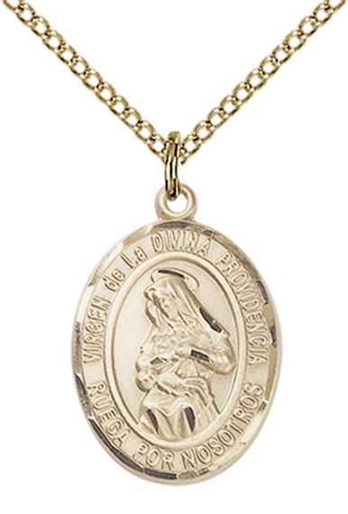 14KT GOLD FILLED VIRGEN DIVINA PROVIDENCIA PENDANT WITH CHAIN