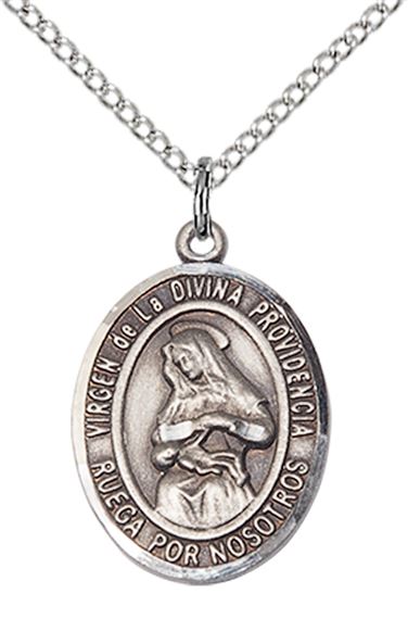 STERLING SILVER VIRGEN DIVINA PROVIDENCIA PENDANT WITH CHAIN
