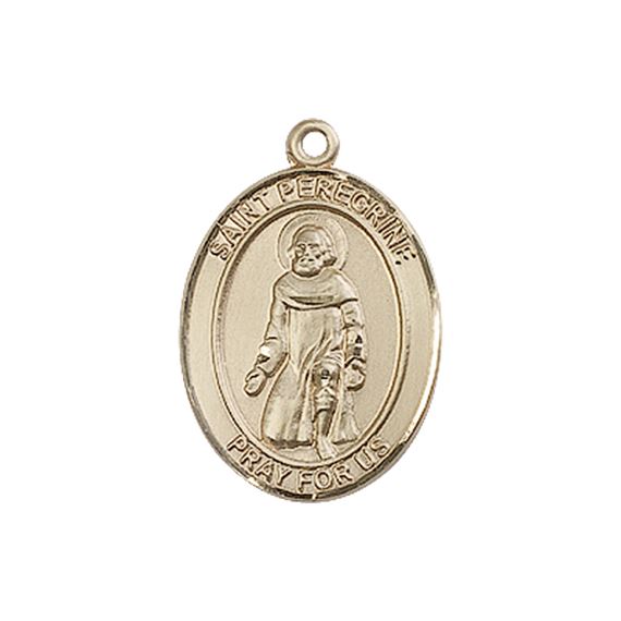 14KT GOLD ST PEREGRINE LAZIOSI MEDAL - 3/4" x 1/2"