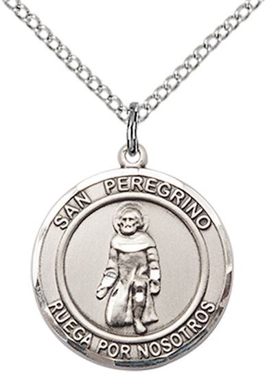 STERLING SILVER SAN PEREGRINO PENDANT WITH CHAIN - 3/4" x 5/8"