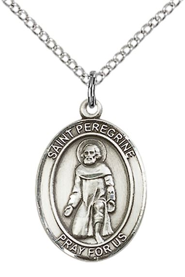 STERLING SILVER ST PEREGRINE LAZIOSI PENDANT WITH CHAIN - 3/4" x 1/2"