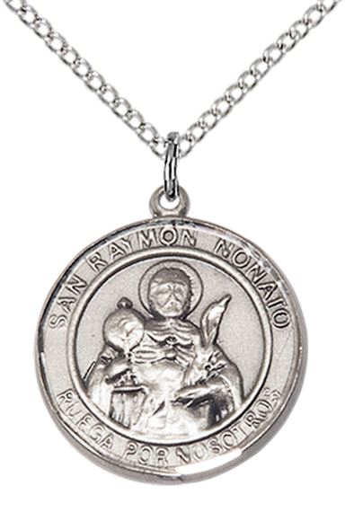 STERLING SILVER SAN RAYMON NONATO PENDANT WITH CHAIN - 3/4" x 5/8"