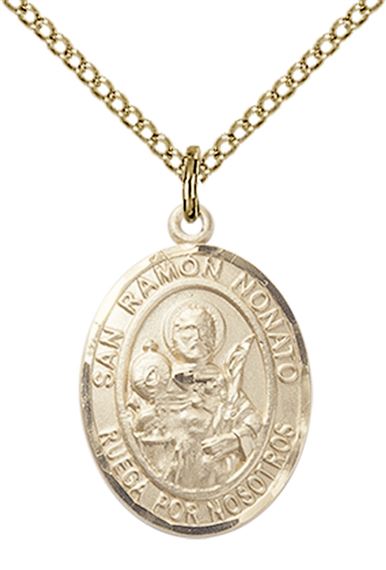 14KT GOLD FILLED SAN RAYMON NONATO PENDANT WITH CHAIN