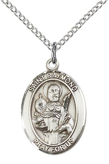 STERLING SILVER ST RAYMOND NONNATUS PENDANT WITH CHAIN - 3/4" x 1/2"