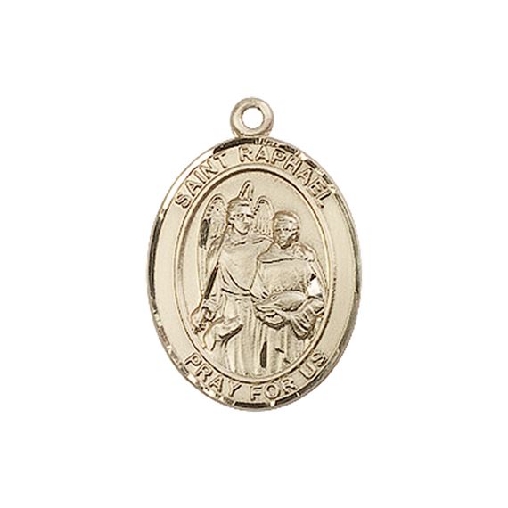 14KT GOLD ST RAPHAEL THE ARCHANGEL MEDAL - 3/4" x 1/2"