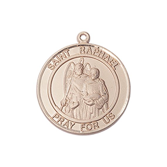14KT GOLD ST RAPHAEL THE ARCHANGEL MEDAL - 3/4" x 5/8"