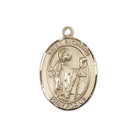 14KT GOLD ST RICHARD MEDAL - 3/4" x 1/2"
