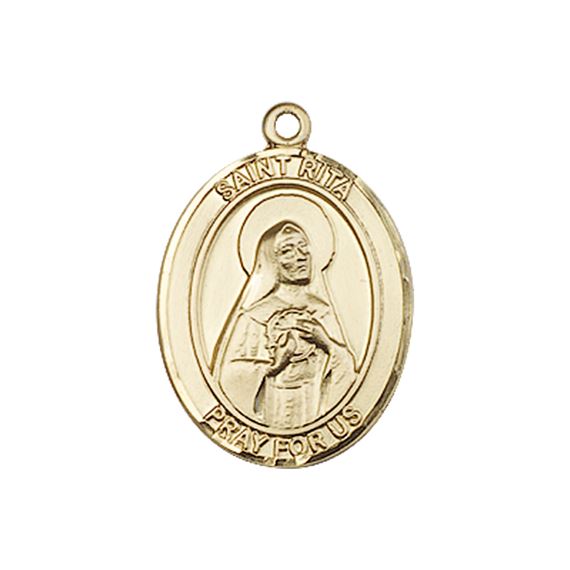 14KT GOLD ST RITA OF CASCIA MEDAL - 3/4" x 1/2"