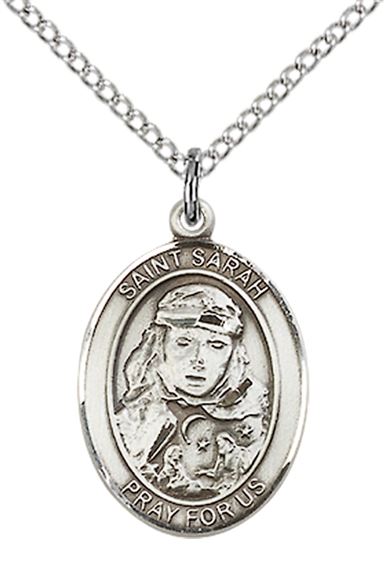 STERLING SILVER ST SARAH PENDANT WITH CHAIN - 3/4" x 1/2"